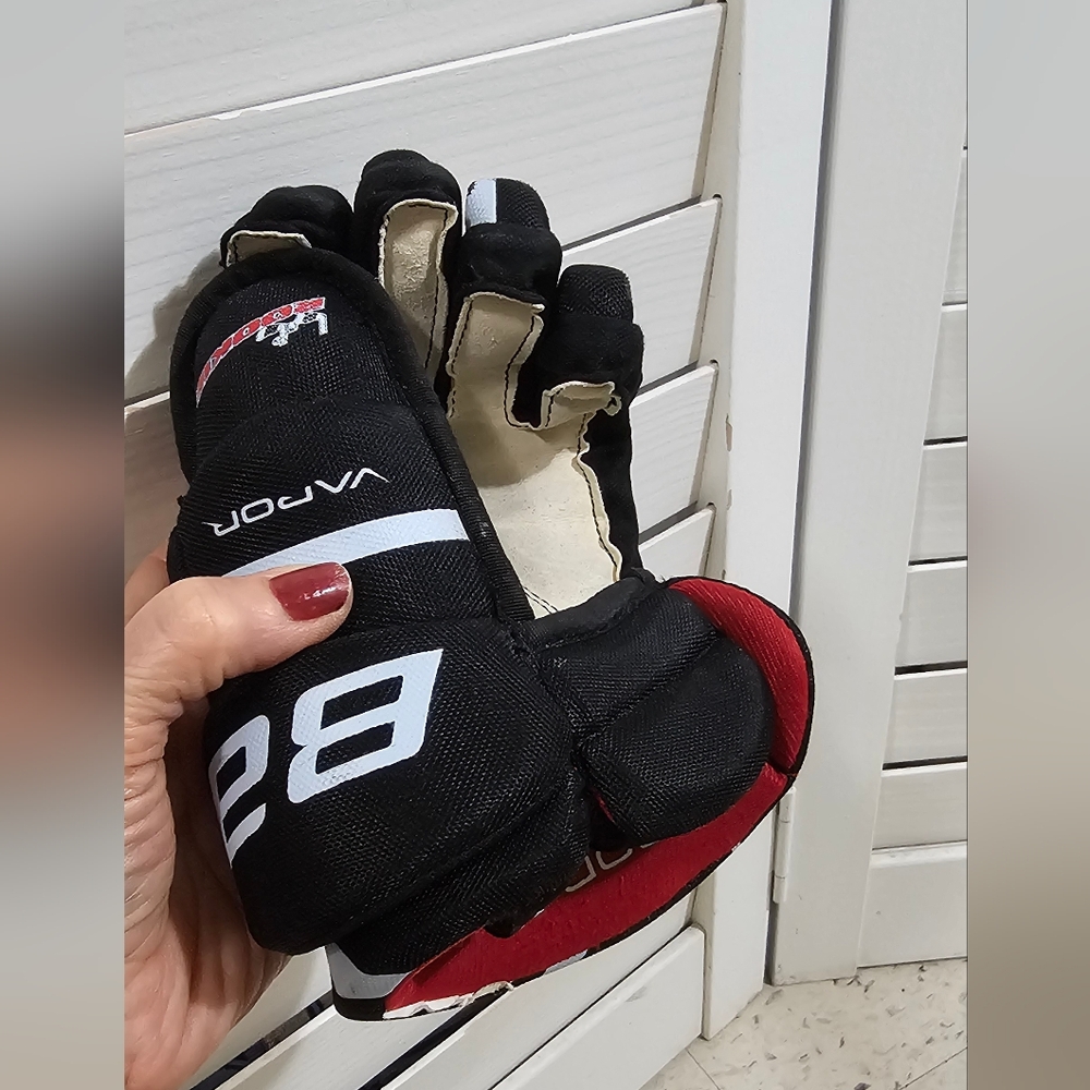 Black and Red Hockey Gloves One Pice